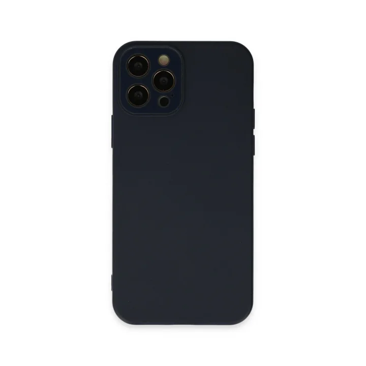 Mey İthalat®  iPhone 12 Pro Kılıf Lansman Glass Kapak - Lacivert