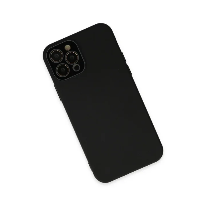 Mey İthalat®  iPhone 12 Pro Kılıf Lansman Glass Kapak - Siyah