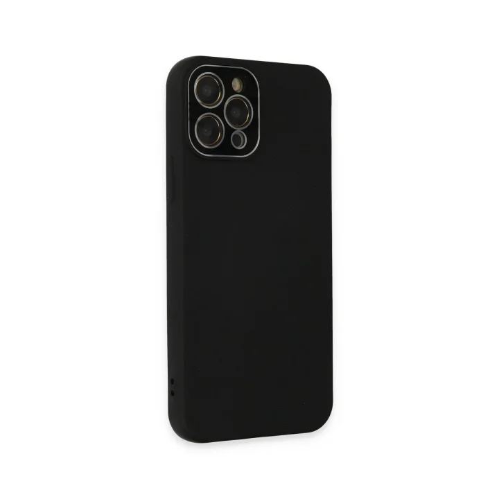 Mey İthalat®  iPhone 12 Pro Kılıf Lansman Glass Kapak - Siyah
