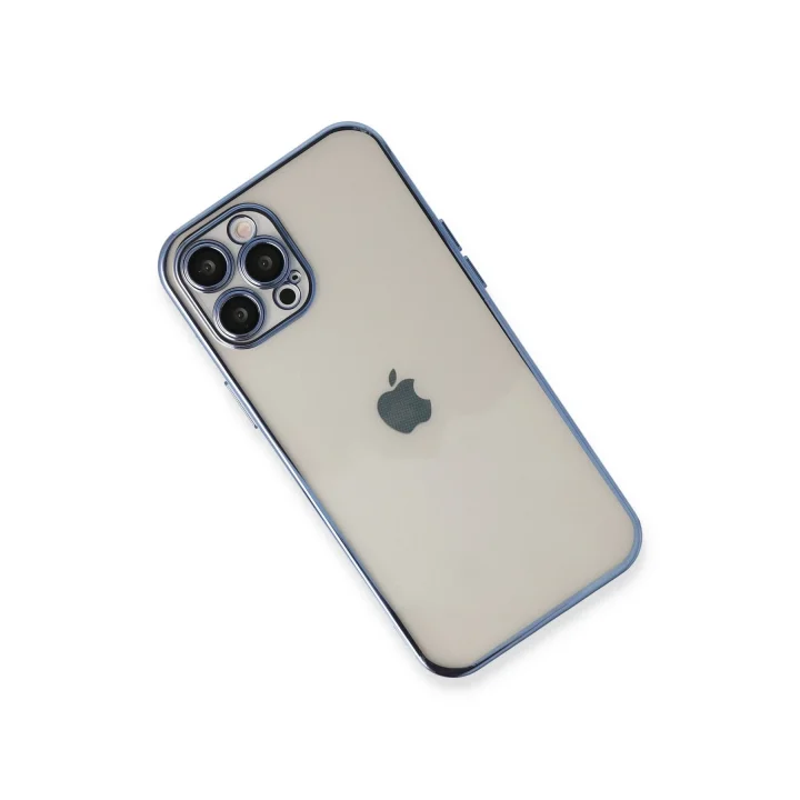 Mey İthalat®  iPhone 12 Pro Kılıf  Lensli Silikon - Açık Mavi