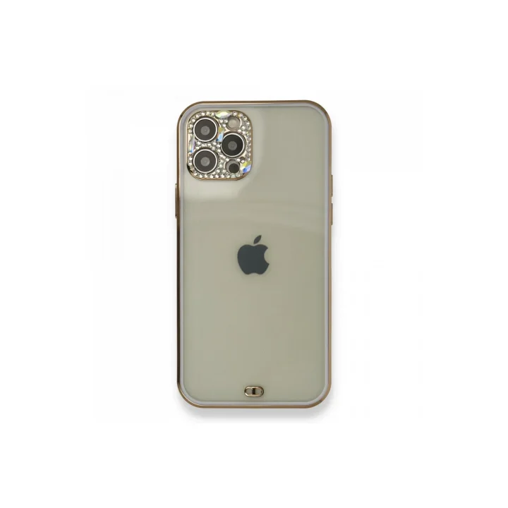 Mey İthalat®   iPhone 12 Pro Kılıf Liva Taşlı Silikon - Mor