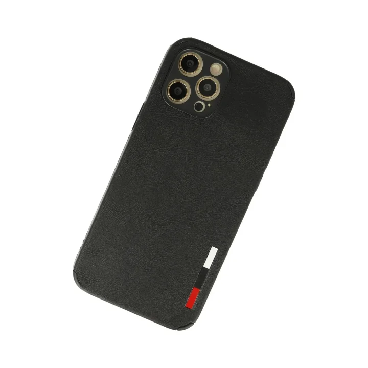Mey İthalat®   iPhone 12 Pro Kılıf Loop Deri Silikon - Siyah