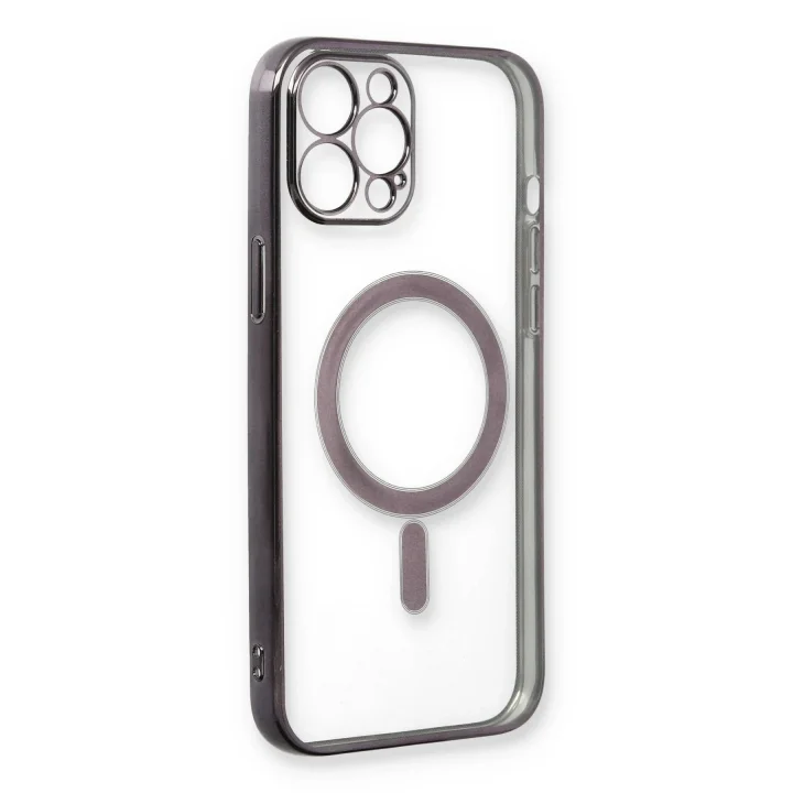 Mey İthalat®  iPhone 12 Pro Kılıf Magneticsafe Lazer Silikon - Siyah