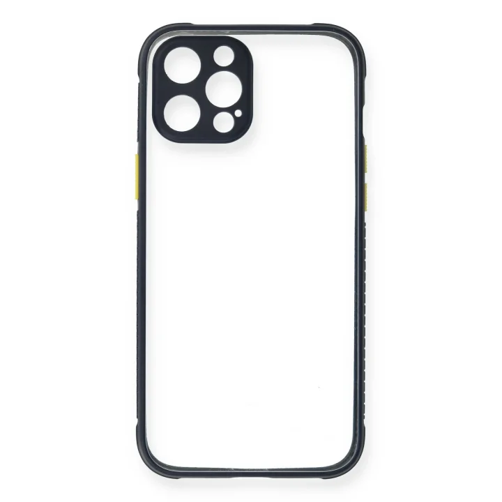 Mey İthalat®   iPhone 12 Pro Kılıf Miami Şeffaf Silikon - Lacivert