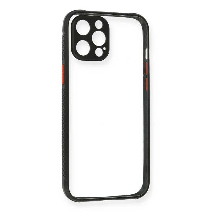 Mey İthalat®   iPhone 12 Pro Kılıf Miami Şeffaf Silikon - Siyah