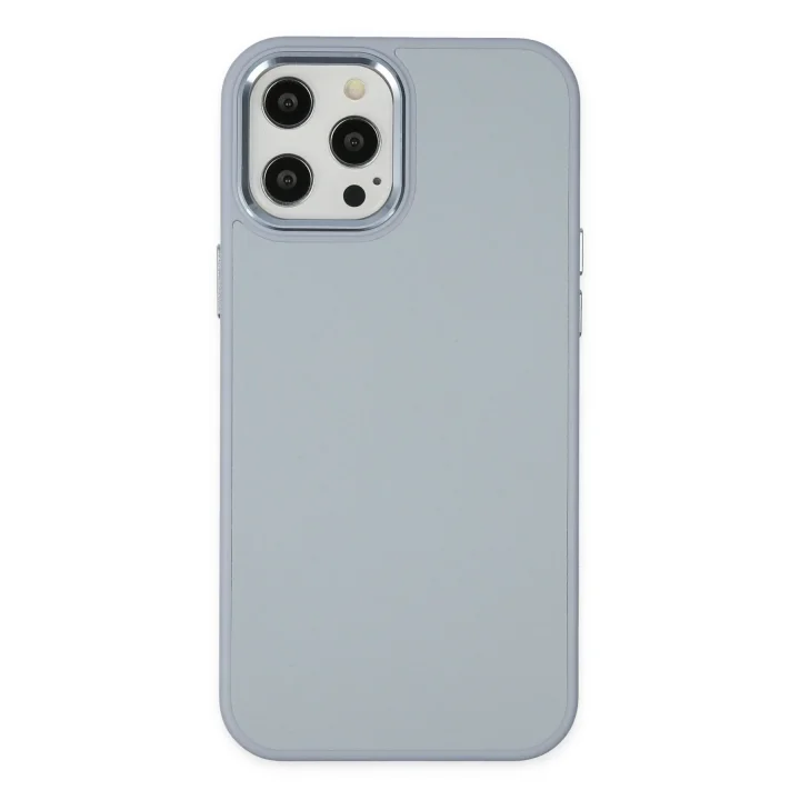 Mey İthalat®  iPhone 12 Pro Max Kılıf Asya Deri Silikon - Sierra Blue