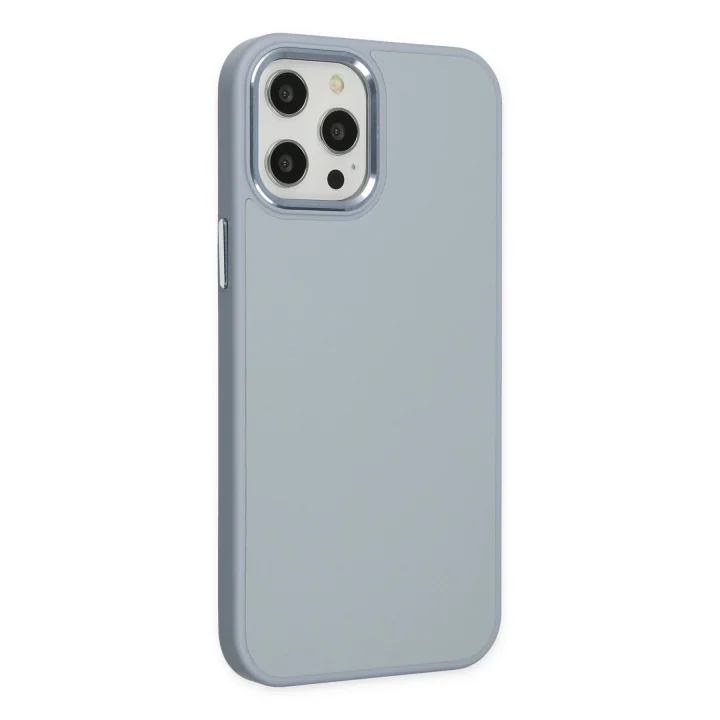 Mey İthalat®  iPhone 12 Pro Max Kılıf Asya Deri Silikon - Sierra Blue