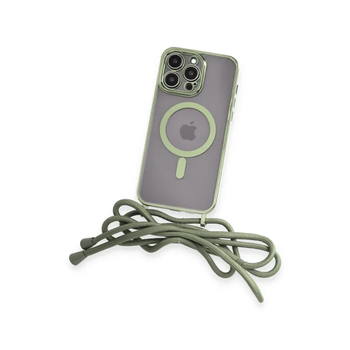 Mey İthalat®  iPhone 12 Pro Max Kılıf Divo Lazer Askılı Magsafe Kapak - Koyu Yeşil