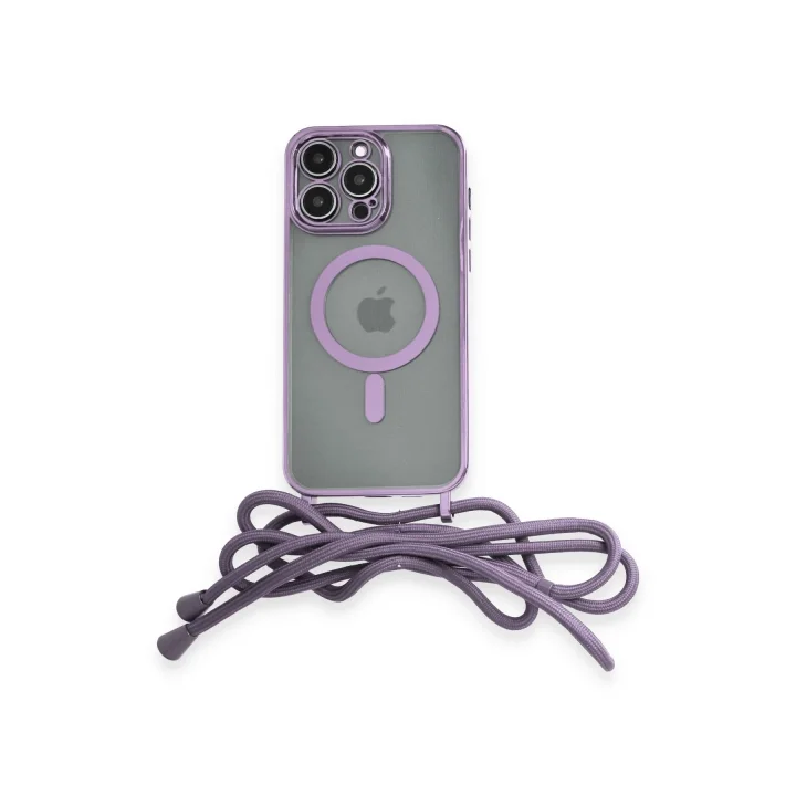 Mey İthalat®  iPhone 12 Pro Max Kılıf Divo Lazer Askılı Magsafe Kapak - Lila