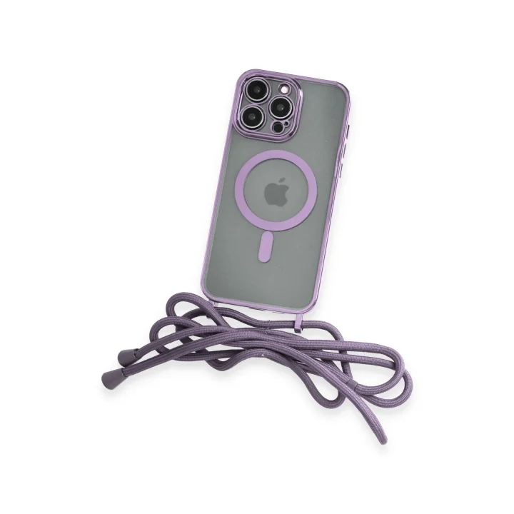 Mey İthalat®  iPhone 12 Pro Max Kılıf Divo Lazer Askılı Magsafe Kapak - Lila