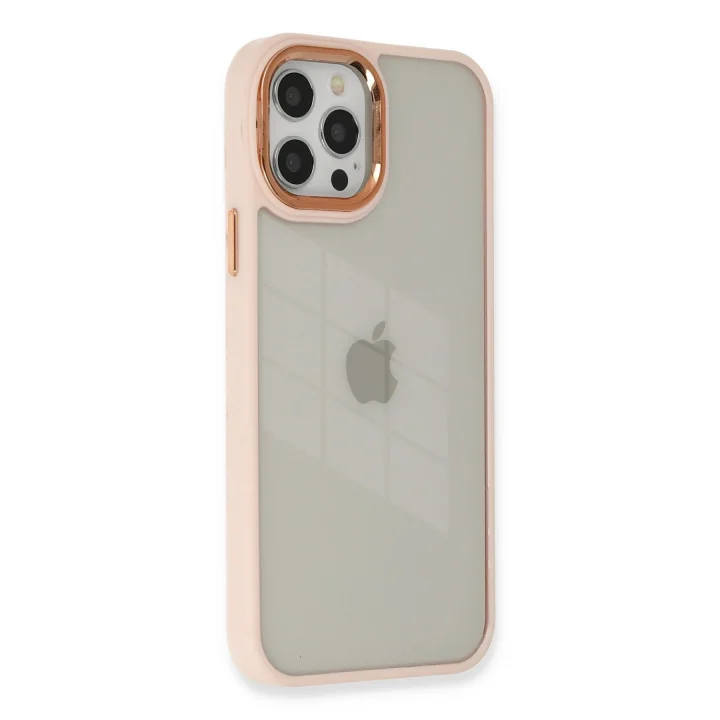 Mey İthalat®  iPhone 12 Pro Max Kılıf Dora Kapak - Pudra