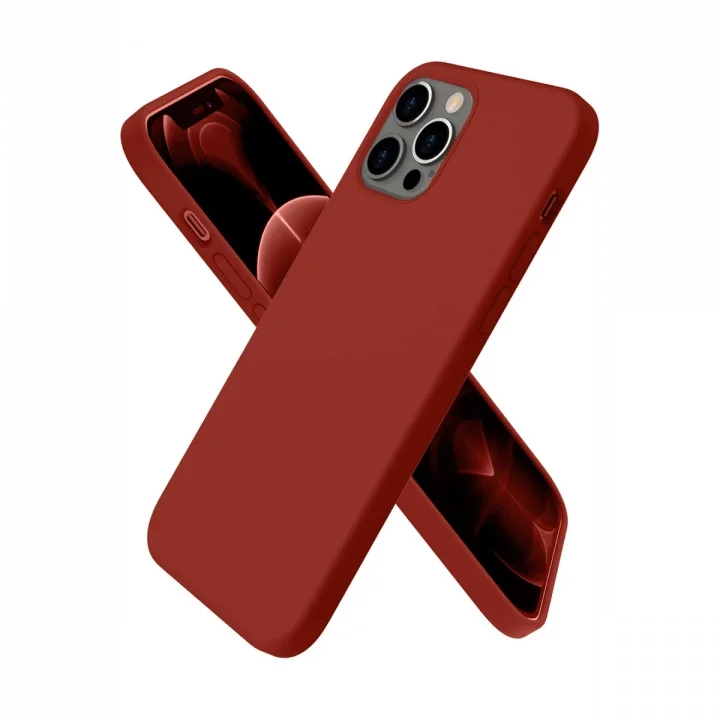 Mey İthalat®  iPhone 12 Pro Max Kılıf First Silikon - Bordo