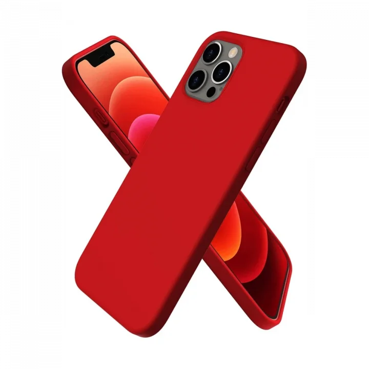 Mey İthalat®  iPhone 12 Pro Max Kılıf First Silikon - Koyu Kırmızı