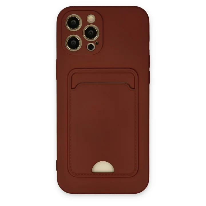 Mey İthalat®  iPhone 12 Pro Max Kılıf Kelvin Kartvizitli Silikon - Bordo
