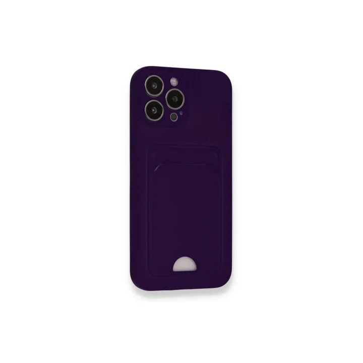 Mey İthalat®  iPhone 12 Pro Max Kılıf Kelvin Kartvizitli Silikon - Derin Mor