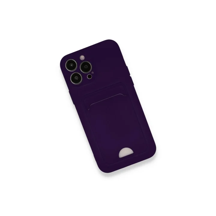 Mey İthalat®  iPhone 12 Pro Max Kılıf Kelvin Kartvizitli Silikon - Derin Mor