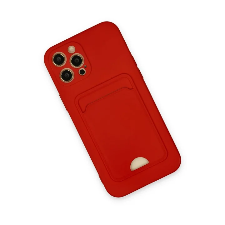 Mey İthalat®  iPhone 12 Pro Max Kılıf Kelvin Kartvizitli Silikon - Kırmızı