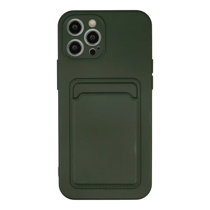 Mey İthalat®  iPhone 12 Pro Max Kılıf Kelvin Kartvizitli Silikon - Koyu Yeşil