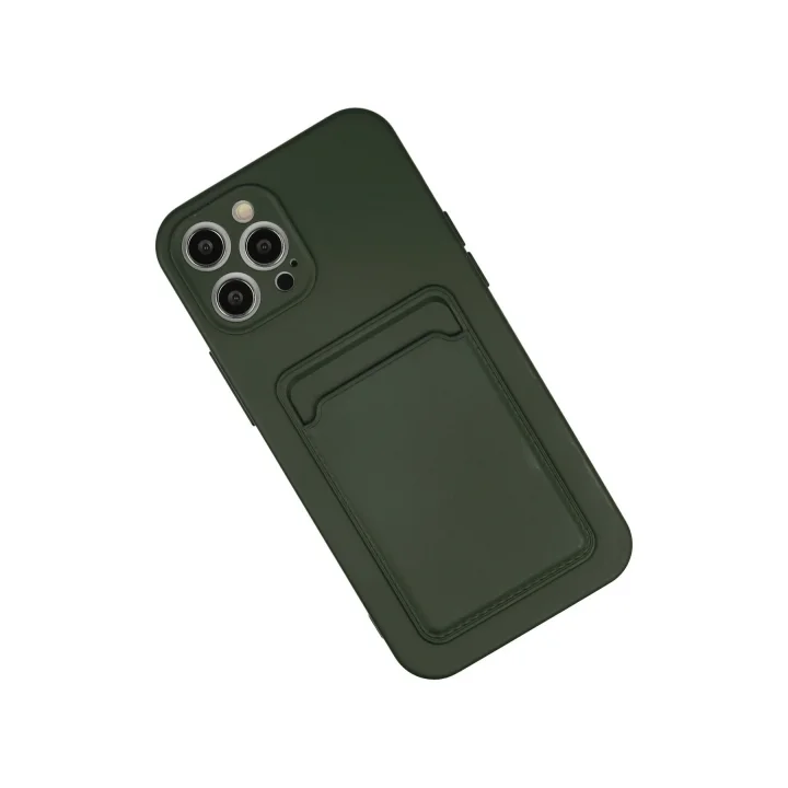 Mey İthalat®  iPhone 12 Pro Max Kılıf Kelvin Kartvizitli Silikon - Koyu Yeşil