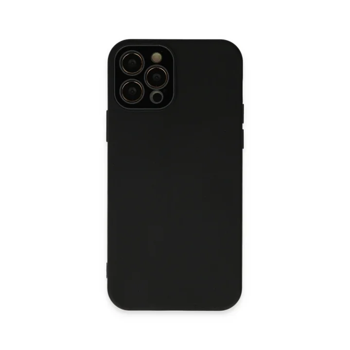 Mey İthalat®  iPhone 12 Pro Max Kılıf Lansman Glass Kapak - Siyah