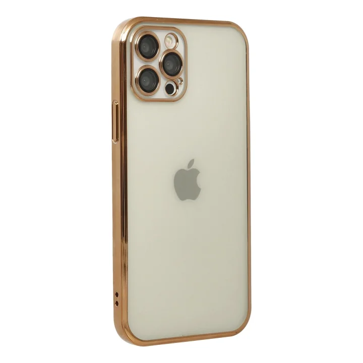 Mey İthalat®   iPhone 12 Pro Max Kılıf  Lensli Silikon - Gold