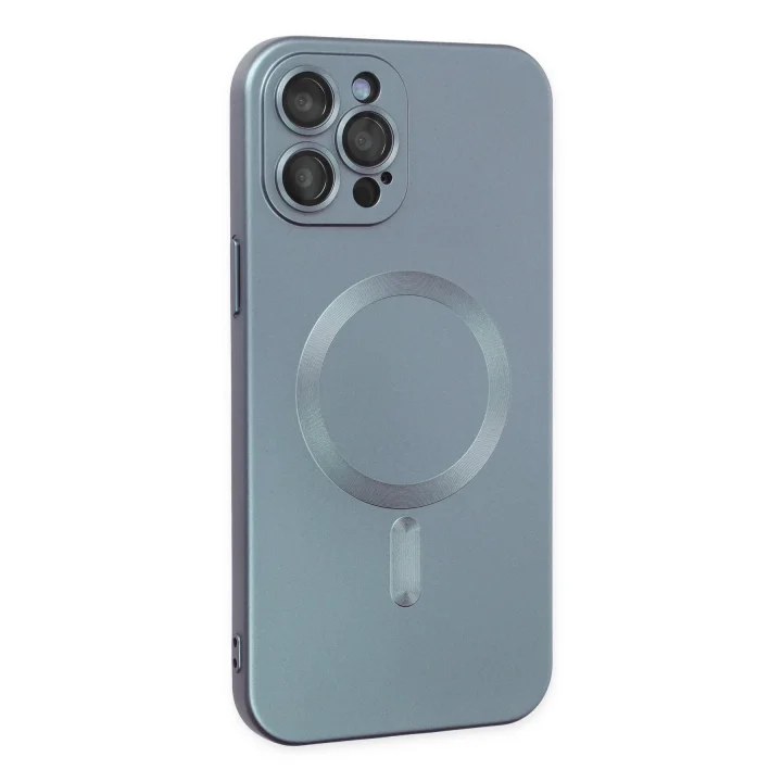 Mey İthalat®   iPhone 12 Pro Max Kılıf Moshi Lens Magneticsafe Silikon - Sierra Blue