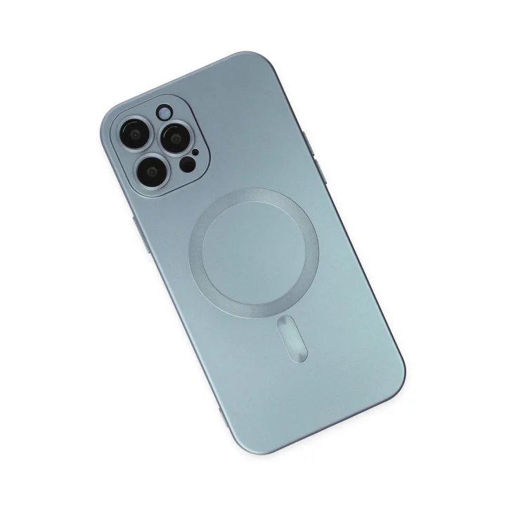 Mey İthalat®   iPhone 12 Pro Max Kılıf Moshi Lens Magneticsafe Silikon - Sierra Blue