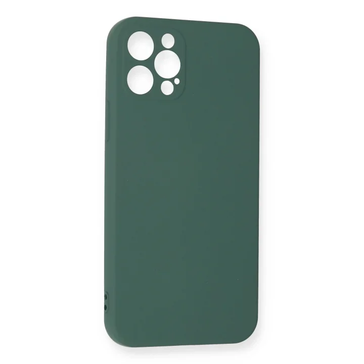 Mey İthalat®  iPhone 12 Pro Max Kılıf Nano içi Kadife Silikon - Koyu Yeşil