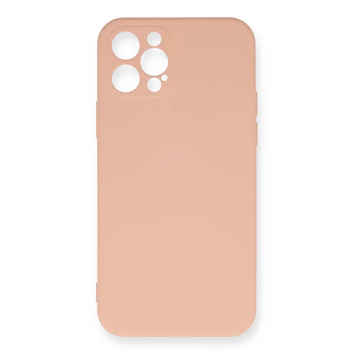 Mey İthalat®  iPhone 12 Pro Max Kılıf Nano içi Kadife Silikon - Pudra