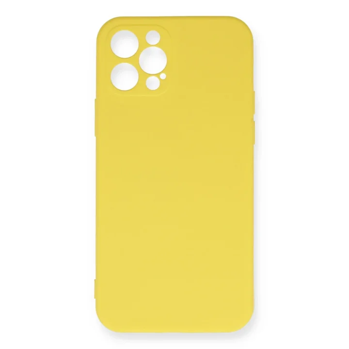 Mey İthalat®  iPhone 12 Pro Max Kılıf Nano içi Kadife Silikon - Sarı