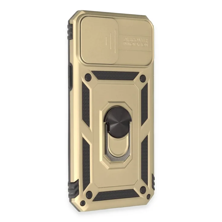 Mey İthalat®  iPhone 12 Pro Max Kılıf Pars Lens Yüzüklü Silikon - Gold