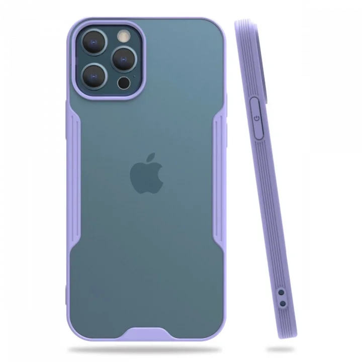 Mey İthalat®   iPhone 12 Pro Max Kılıf Platin Silikon - Lila