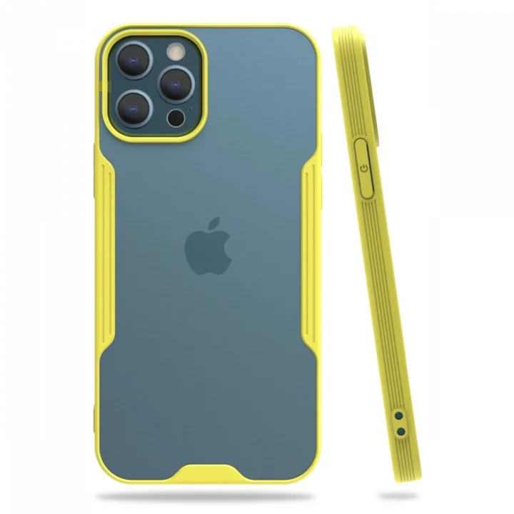 Mey İthalat®   iPhone 12 Pro Max Kılıf Platin Silikon - Sarı