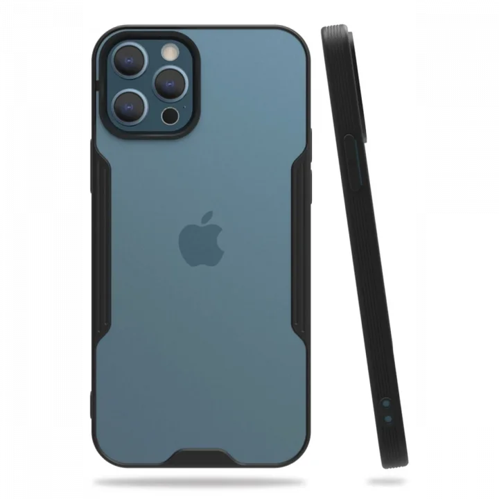 Mey İthalat®   iPhone 12 Pro Max Kılıf Platin Silikon - Siyah