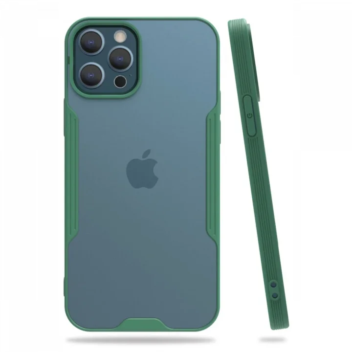 Mey İthalat®   iPhone 12 Pro Max Kılıf Platin Silikon - Yeşil