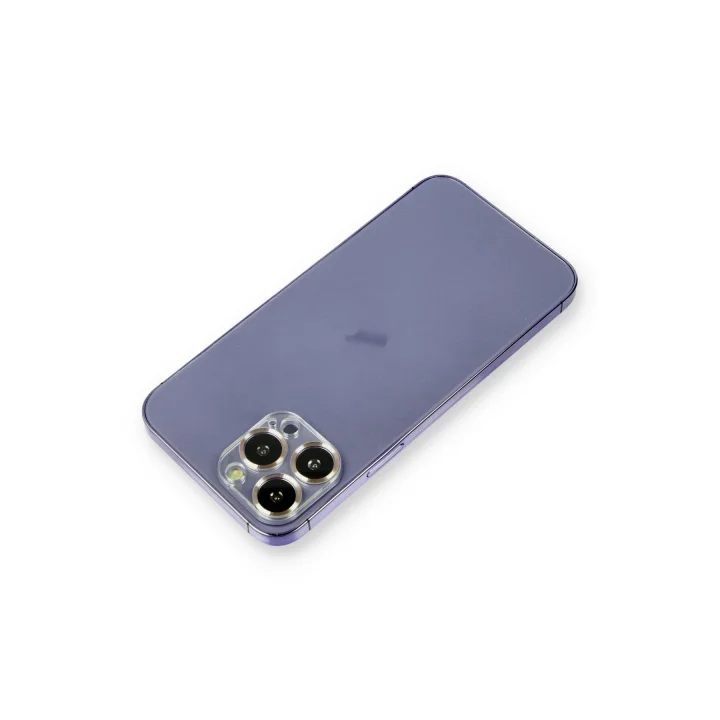Mey İthalat®  iPhone 12 Pro Max Metal Kamera Lens Koruma Cam - Gold