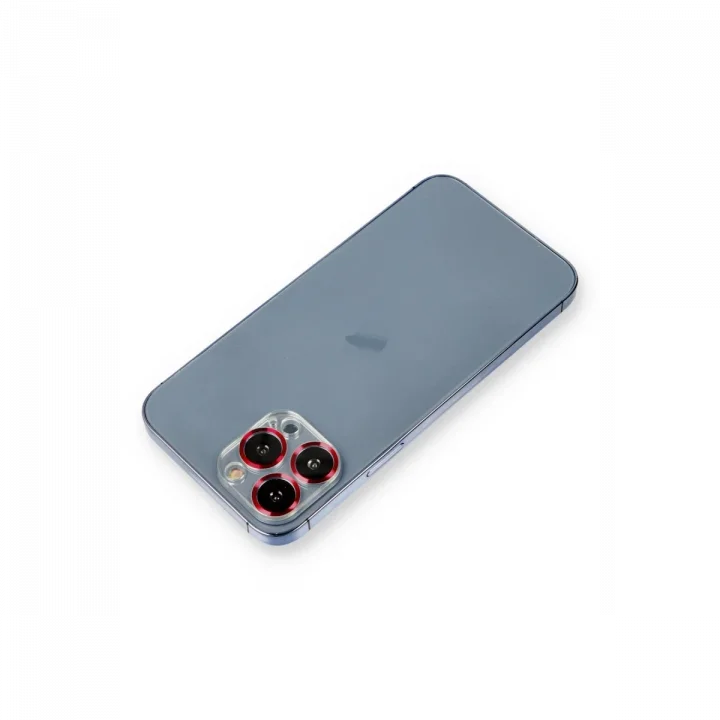 Mey İthalat®  iPhone 12 Pro Max Metal Kamera Lens Koruma Cam - Kırmızı