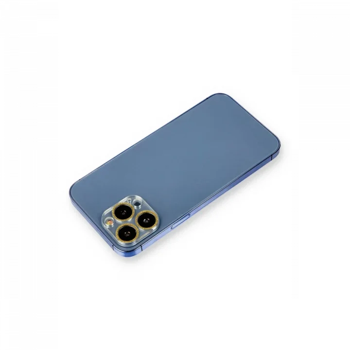 Mey İthalat®  iPhone 12 Pro Max Shine Kamera Lens Koruma Cam - Gold