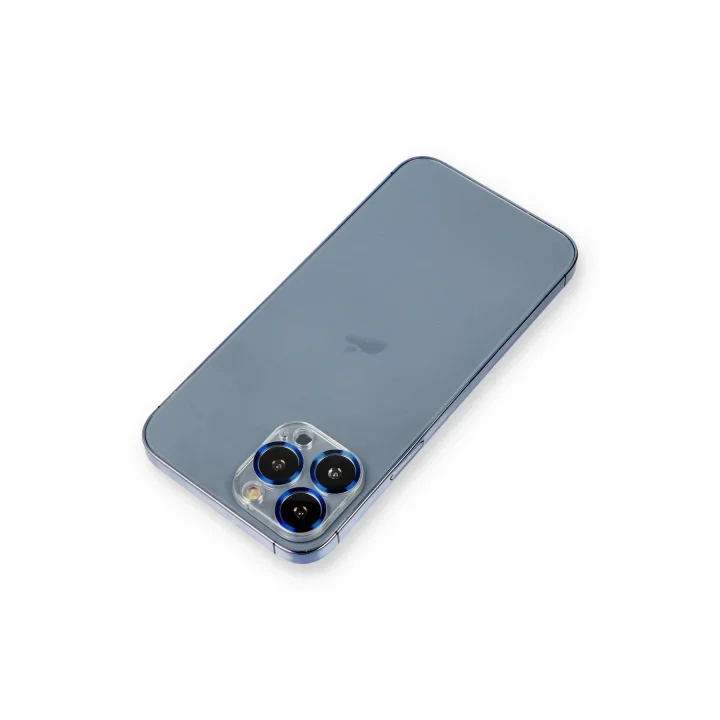 Mey İthalat®  iPhone 12 Pro Metal Kamera Lens Koruma Cam - Mavi