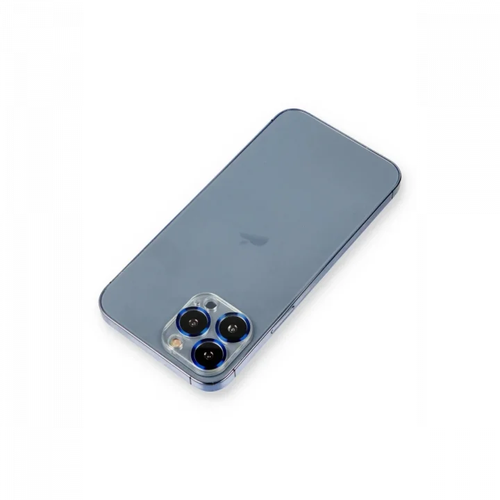 Mey İthalat®  iPhone 12 Pro Metal Kamera Lens Koruma Cam - Mavi