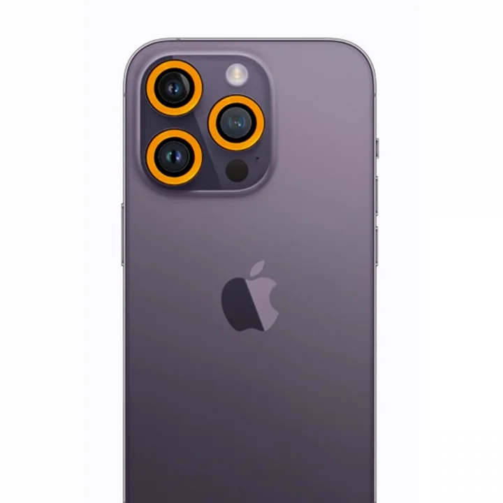Mey İthalat®  iPhone 12 Pro Neon Fosforlu Kamera Lens - Sarı