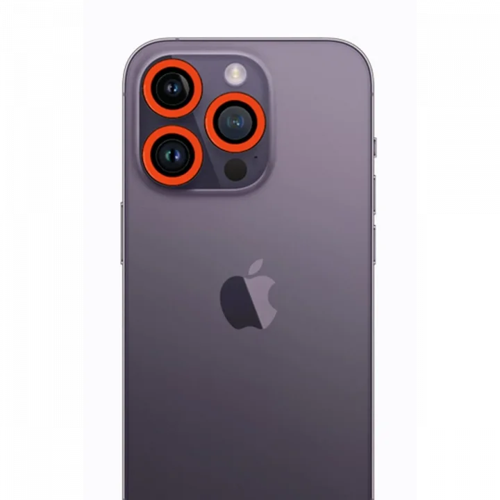 Mey İthalat®  iPhone 12 Pro Neon Fosforlu Kamera Lens - Turuncu