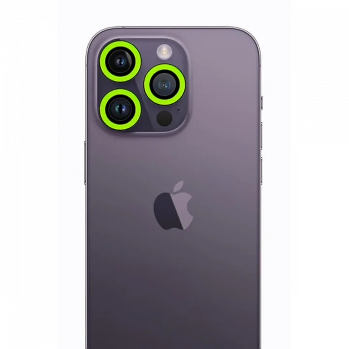 Mey İthalat®  iPhone 12 Pro Neon Fosforlu Kamera Lens - Yeşil