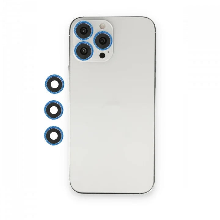 Mey İthalat®  iPhone 12 Pro Shine Kamera Lens - Mavi
