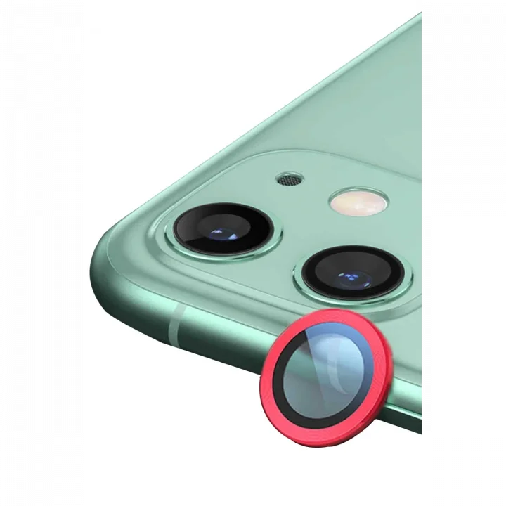 Mey İthalat®  iPhone 12 Raze Metal Kamera Lens - Kırmızı