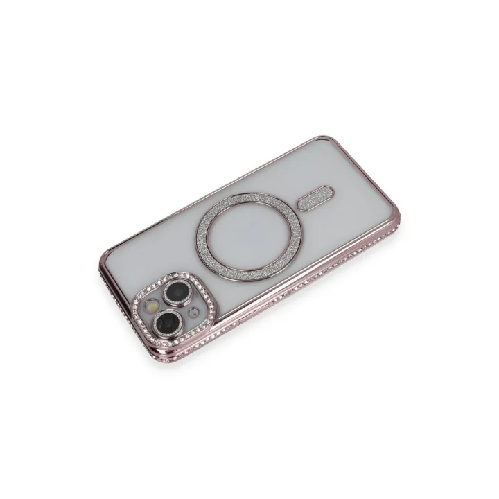 Mey İthalat®   iPhone 13 Kılıf Joke Simli Magneticsafe Kılıf - Pembe