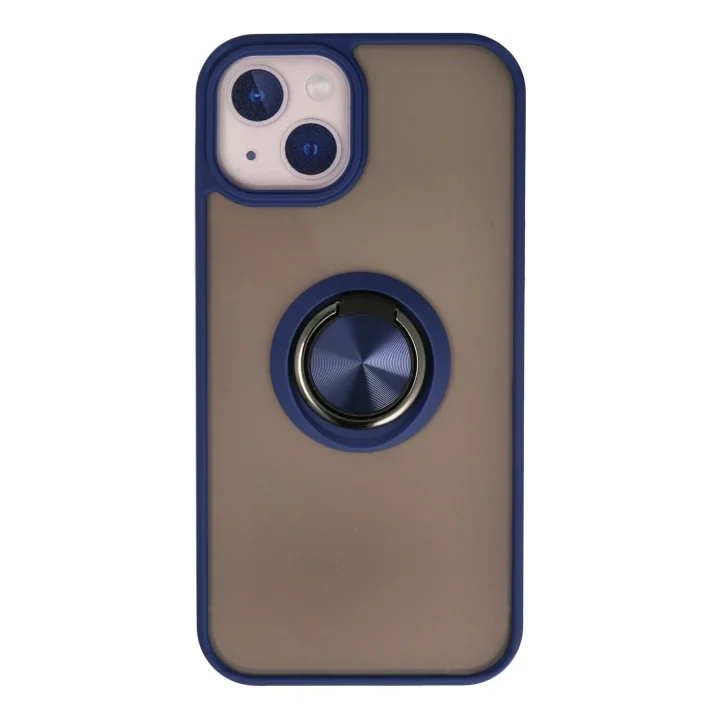 Mey İthalat®  iPhone 13 Kılıf Montreal Yüzüklü Silikon Kapak - Lacivert