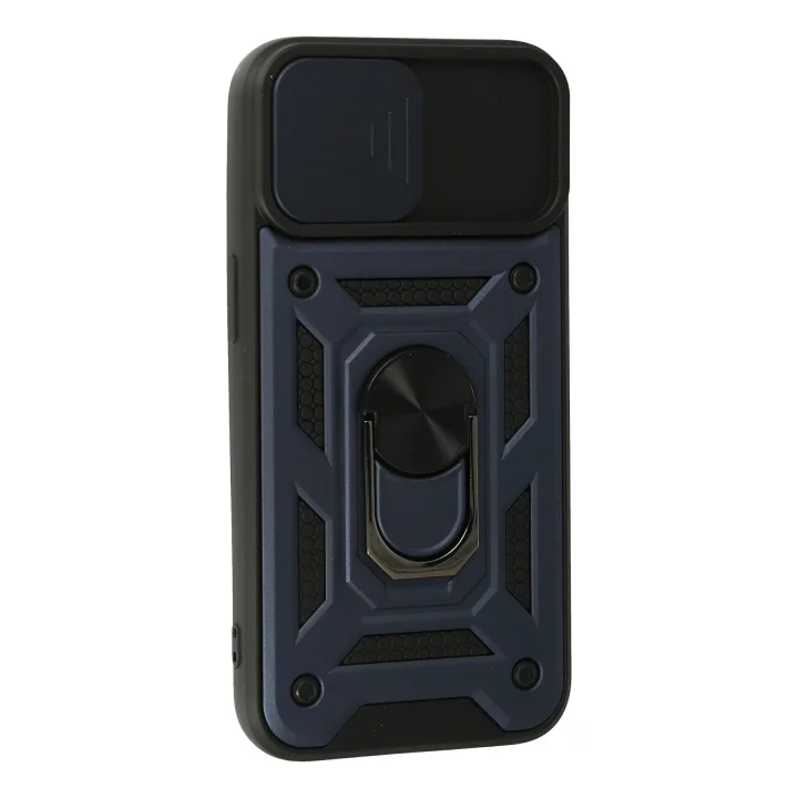 Mey İthalat®  iPhone 13 Kılıf Pars Lens Yüzüklü Silikon - Lacivert