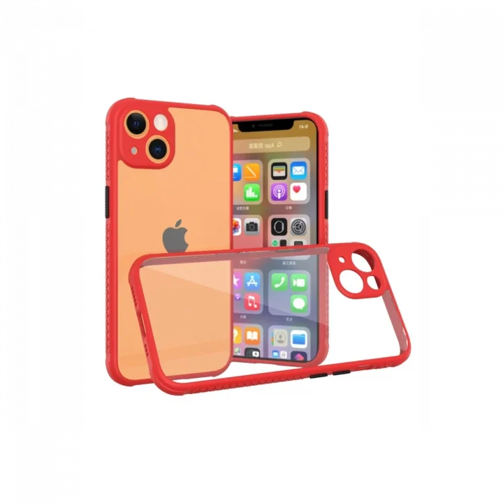 Mey İthalat®   iPhone 13 Mini Kılıf Miami Şeffaf Silikon - Kırmızı
