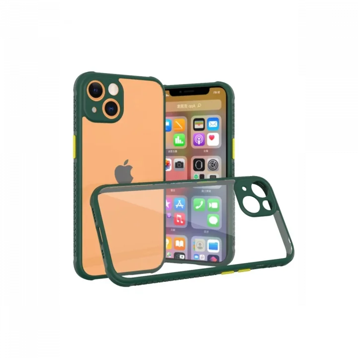 Mey İthalat®   iPhone 13 Mini Kılıf Miami Şeffaf Silikon - Koyu Yeşil